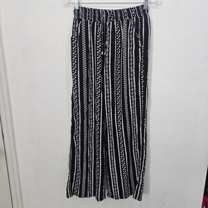 Inderos Black and White Striped Pants Women's Size Medium